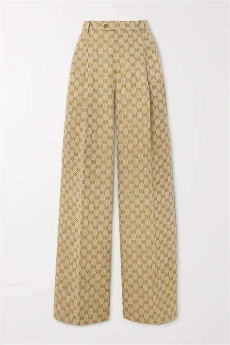 gucci stripe pants|Gucci jacquard wide leg pants.